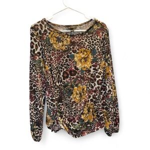 I.N Studio Multicolor Floral  Knit Top Size Large
